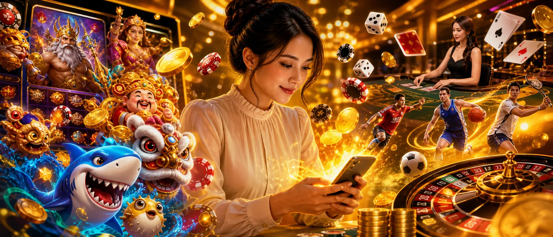 Slots, Live Casino & Fishing Games – All in One Place. From Pragmatic Play slots to Evolution Gaming live t… – mobile play gold illustration